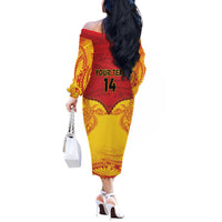 Papua New Guinea Rugby Custom Off The Shoulder Long Sleeve Dress Go Kumuls PNG - Polynesian Pattern