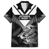 Aotearoa Silver Fern Rugby Custom Family Matching Short Sleeve Bodycon Dress and Hawaiian Shirt 2024 Go Kiwi LT14 Dad's Shirt - Short Sleeve Black - Polynesian Pride