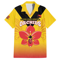 Orchids PNG Rugby Custom Family Matching Off Shoulder Short Dress and Hawaiian Shirt Go Champions Papua New Guinea