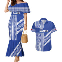 Fetu Samoa Rugby Custom Couples Matching Mermaid Dress and Hawaiian Shirt Siapo Pattern - Sporty Style