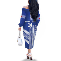Fetu Samoa Rugby Custom Family Matching Off The Shoulder Long Sleeve Dress and Hawaiian Shirt Siapo Pattern - Sporty Style