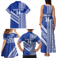 Fetu Samoa Rugby Custom Family Matching Tank Maxi Dress and Hawaiian Shirt Siapo Pattern - Sporty Style