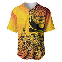 Marquesas Islands Baseball Jersey Marquesan Matatiki Fish Hook Patutiki LT14 Yellow - Polynesian Pride