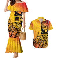Marquesas Islands Couples Matching Mermaid Dress and Hawaiian Shirt Marquesan Matatiki Fish Hook Patutiki - Polynesian Pride