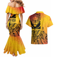 Marquesas Islands Couples Matching Mermaid Dress and Hawaiian Shirt Marquesan Matatiki Fish Hook Patutiki - Polynesian Pride