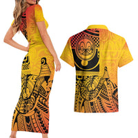 Marquesas Islands Couples Matching Short Sleeve Bodycon Dress and Hawaiian Shirt Marquesan Matatiki Fish Hook Patutiki LT14 - Polynesian Pride