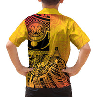 Marquesas Islands Family Matching Off The Shoulder Long Sleeve Dress and Hawaiian Shirt Marquesan Matatiki Fish Hook Patutiki LT14 - Polynesian Pride