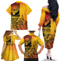 Marquesas Islands Family Matching Off The Shoulder Long Sleeve Dress and Hawaiian Shirt Marquesan Matatiki Fish Hook Patutiki LT14 - Polynesian Pride