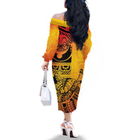 Marquesas Islands Family Matching Off The Shoulder Long Sleeve Dress and Hawaiian Shirt Marquesan Matatiki Fish Hook Patutiki - Polynesian Pride