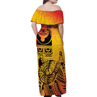 Marquesas Islands Family Matching Off Shoulder Maxi Dress and Hawaiian Shirt Marquesan Matatiki Fish Hook Patutiki - Polynesian Pride