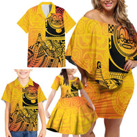 Marquesas Islands Family Matching Off Shoulder Short Dress and Hawaiian Shirt Marquesan Matatiki Fish Hook Patutiki - Polynesian Pride