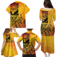Marquesas Islands Family Matching Puletasi and Hawaiian Shirt Marquesan Matatiki Fish Hook Patutiki LT14 - Polynesian Pride