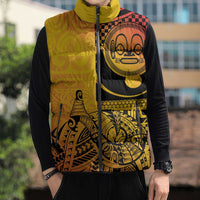 Marquesas Islands Sleeveless Puffer Jacket Marquesan Matatiki Fish Hook Patutiki - Polynesian Pride