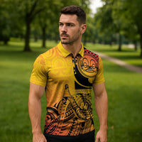 Marquesas Islands Zipper Polo Shirt Marquesan Matatiki Fish Hook Patutiki - Polynesian Pride