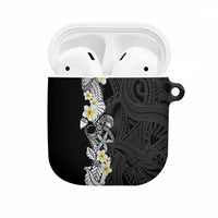 Black Samoa Tattoo AirPods Case Plumeria Samoan Ocean Tatau Pattern - Polynesian Pride
