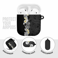 Black Samoa Tattoo AirPods Case Plumeria Samoan Ocean Tatau Pattern - Polynesian Pride