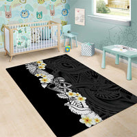 Black Samoa Tattoo Area Rug Plumeria Samoan Ocean Tatau Pattern - Polynesian Pride