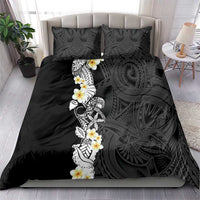 Black Samoa Tattoo Bedding Set Plumeria Samoan Ocean Tatau Pattern - Polynesian Pride