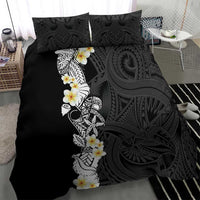 Black Samoa Tattoo Bedding Set Plumeria Samoan Ocean Tatau Pattern - Polynesian Pride