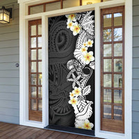 Black Samoa Tattoo Door Cover Plumeria Samoan Ocean Tatau Pattern - Polynesian Pride