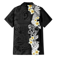 Black Samoa Tattoo Family Matching Off Shoulder Short Dress and Hawaiian Shirt Plumeria Samoan Ocean Tatau Pattern LT14 - Polynesian Pride