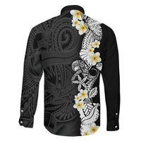 Black Samoa Tattoo Family Matching Off Shoulder Short Dress and Hawaiian Shirt Plumeria Samoan Ocean Tatau Pattern LT14 - Polynesian Pride