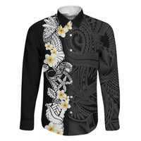Black Samoa Tattoo Family Matching Short Sleeve Bodycon Dress and Hawaiian Shirt Plumeria Samoan Ocean Tatau Pattern LT14 Dad's Shirt - Long Sleeve Black - Polynesian Pride