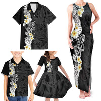 Black Samoa Tattoo Family Matching Tank Maxi Dress and Hawaiian Shirt Plumeria Samoan Ocean Tatau Pattern LT14 - Polynesian Pride