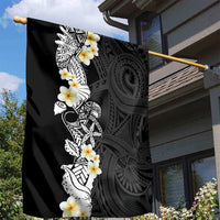 Black Samoa Tattoo Garden Flag Plumeria Samoan Ocean Tatau Pattern - Polynesian Pride