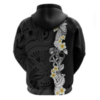 Black Samoa Tattoo Hoodie Plumeria Samoan Ocean Tatau Pattern - Polynesian Pride