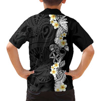 Black Samoa Tattoo Kid Hawaiian Shirt Plumeria Samoan Ocean Tatau Pattern - Polynesian Pride