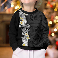 Black Samoa Tattoo Kid Ugly Christmas Sweater Plumeria Samoan Ocean Tatau Pattern - Polynesian Pride