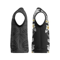 Black Samoa Tattoo Christmas Knitted V-Neck Vest Plumeria Samoan Ocean Tatau Pattern - Polynesian Pride
