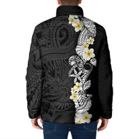 Black Samoa Tattoo Padded Jacket Plumeria Samoan Ocean Tatau Pattern - Polynesian Pride