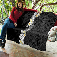 Black Samoa Tattoo Quilt Plumeria Samoan Ocean Tatau Pattern - Polynesian Pride