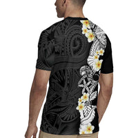 Black Samoa Tattoo Rugby Jersey Plumeria Samoan Ocean Tatau Pattern - Polynesian Pride