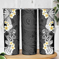 Black Samoa Tattoo Skinny Tumbler Plumeria Samoan Ocean Tatau Pattern - Polynesian Pride