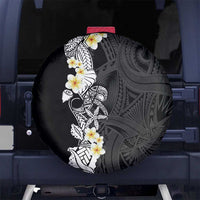 Black Samoa Tattoo Spare Tire Cover Plumeria Samoan Ocean Tatau Pattern - Polynesian Pride
