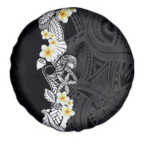 Black Samoa Tattoo Spare Tire Cover Plumeria Samoan Ocean Tatau Pattern - Polynesian Pride