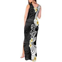 Black Samoa Tattoo Tank Maxi Dress Plumeria Samoan Ocean Tatau Pattern - Polynesian Pride