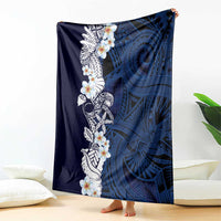 Blue Samoa Tattoo Blanket Plumeria Samoan Ocean Tatau Pattern - Polynesian Pride