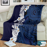 Blue Samoa Tattoo Blanket Plumeria Samoan Ocean Tatau Pattern - Polynesian Pride