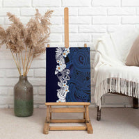 Blue Samoa Tattoo Canvas Wall Art Plumeria Samoan Ocean Tatau Pattern - Polynesian Pride