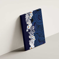 Blue Samoa Tattoo Canvas Wall Art Plumeria Samoan Ocean Tatau Pattern - Polynesian Pride