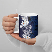 Blue Samoa Tattoo Ceramic Mug Plumeria Samoan Ocean Tatau Pattern - Polynesian Pride