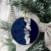 Blue Samoa Tattoo Ceramic Ornament Plumeria Samoan Ocean Tatau Pattern - Polynesian Pride