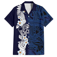 Blue Samoa Tattoo Family Matching Long Sleeve Bodycon Dress and Hawaiian Shirt Plumeria Samoan Ocean Tatau Pattern - Polynesian Pride