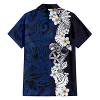 Blue Samoa Tattoo Family Matching Summer Maxi Dress and Hawaiian Shirt Plumeria Samoan Ocean Tatau Pattern LT14 - Polynesian Pride
