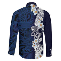 Blue Samoa Tattoo Family Matching Summer Maxi Dress and Hawaiian Shirt Plumeria Samoan Ocean Tatau Pattern LT14 - Polynesian Pride