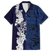 Blue Samoa Tattoo Family Matching Tank Maxi Dress and Hawaiian Shirt Plumeria Samoan Ocean Tatau Pattern LT14 Dad's Shirt - Short Sleeve Blue - Polynesian Pride